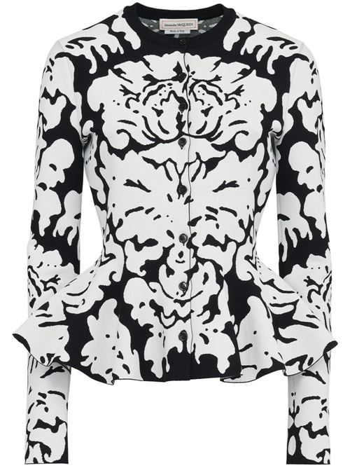 Damask-jacquard peplum cardigan Alexander McQueen | 791088Q1A9U1104